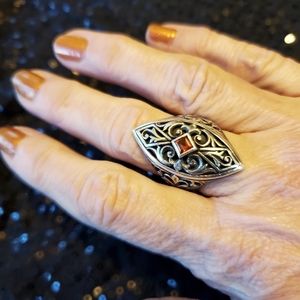 Brighton Silver Ring with Orange Gem